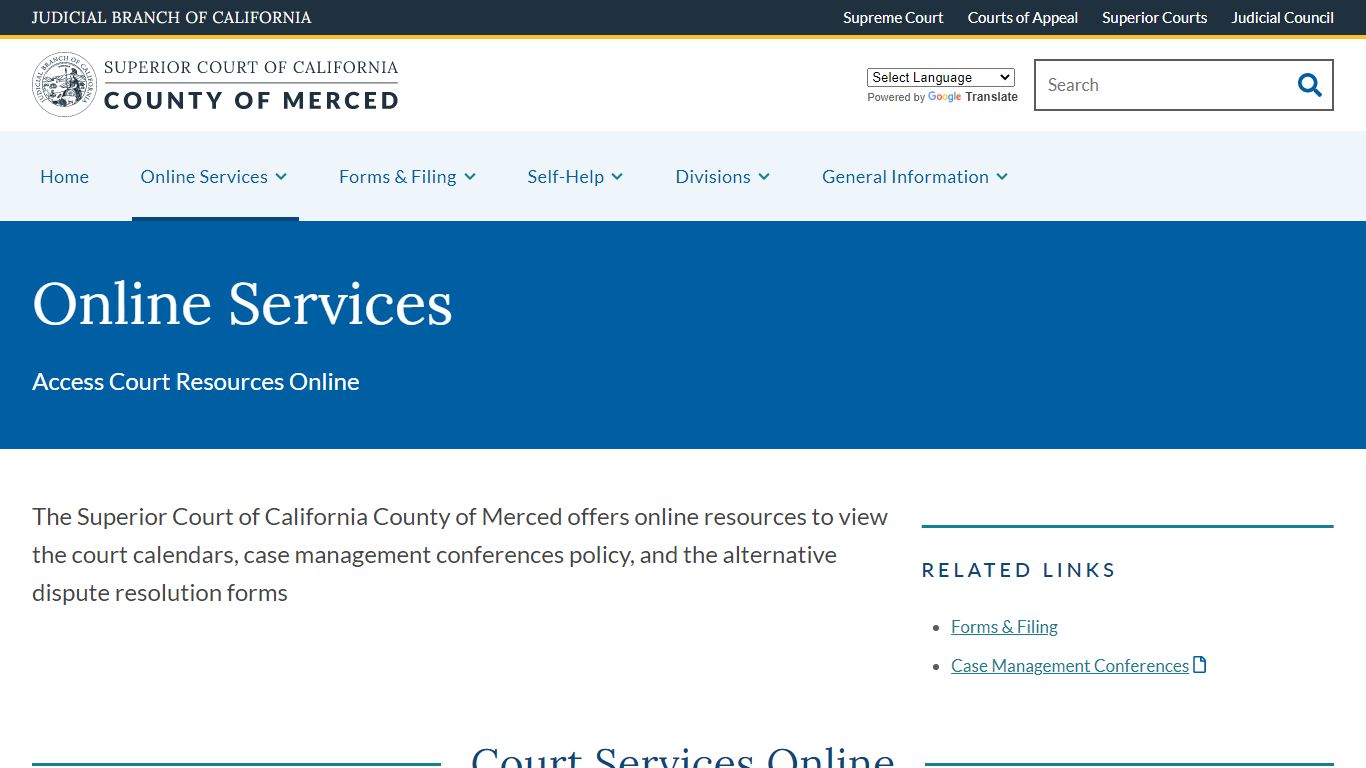 Online Services | Superior Court of California | County of Merced